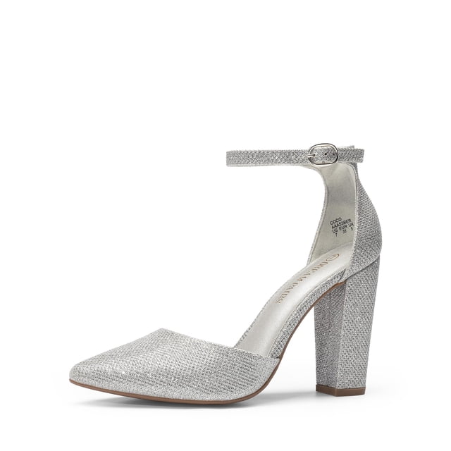 Zapatos de Vestir DREAM PAIRS Coco Plateados con Tacones Anchos