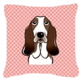 thumbnail image 1 of Checkerboard Pink Basset Hound Fabric Decorative Pillow, 18 x 18 In., 1 of 1