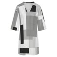 thumbnail image 5 of Modern Art Gray Black Geometric Womens Dress With Pockets Summer V Neck 3/4 Sleeve Dress Plus Size Loose Dress, 5 of 7