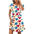 thumbnail image 2 of Viikei Sundresses for Women Casual Summer,Women's Casual Loose Summer Printed Short Sleeved Dress Yellow S, 2 of 5
