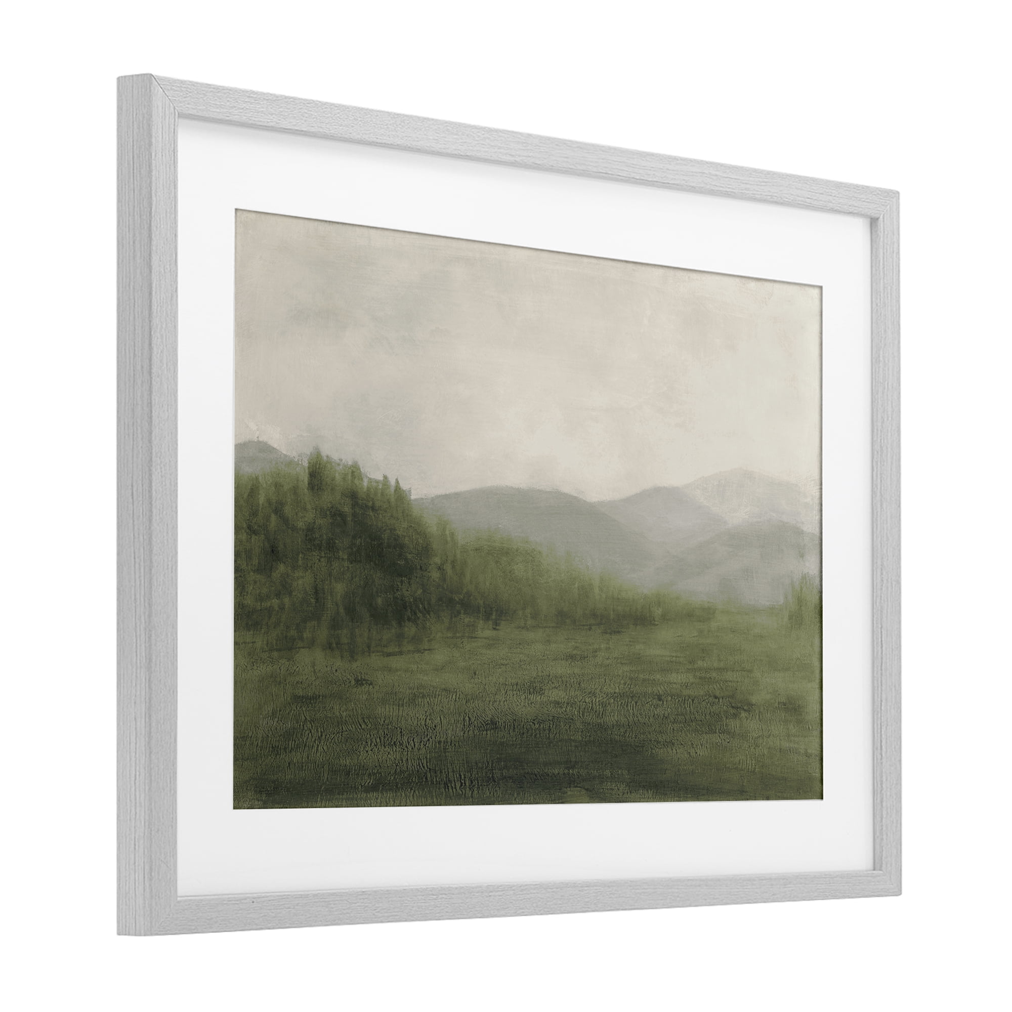 Stupell Industries Fog Green Countryside Gray Framed Print Under Glass, design by Walt Johnson
