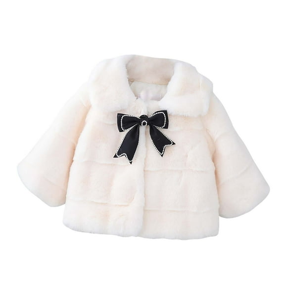 Girls Coat Christmas Gift Baby Girls Winter Fur Cape Coat Thick Jacket Bow Warm Outerwears Save Big