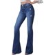 thumbnail image 1 of Jeans acampanados para mujer Jeans acampanados de talle alto con pantalones de mezclilla rasgados de pierna ancha clásicaBlue2, 1 of 5