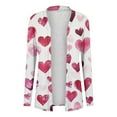 thumbnail image 3 of YueHuiYing Heart Sweater For Women Mid-Length Valentines Open Front Cardigan Plus Size Casual Long Sleeve Knitted Outfits, 3 of 4