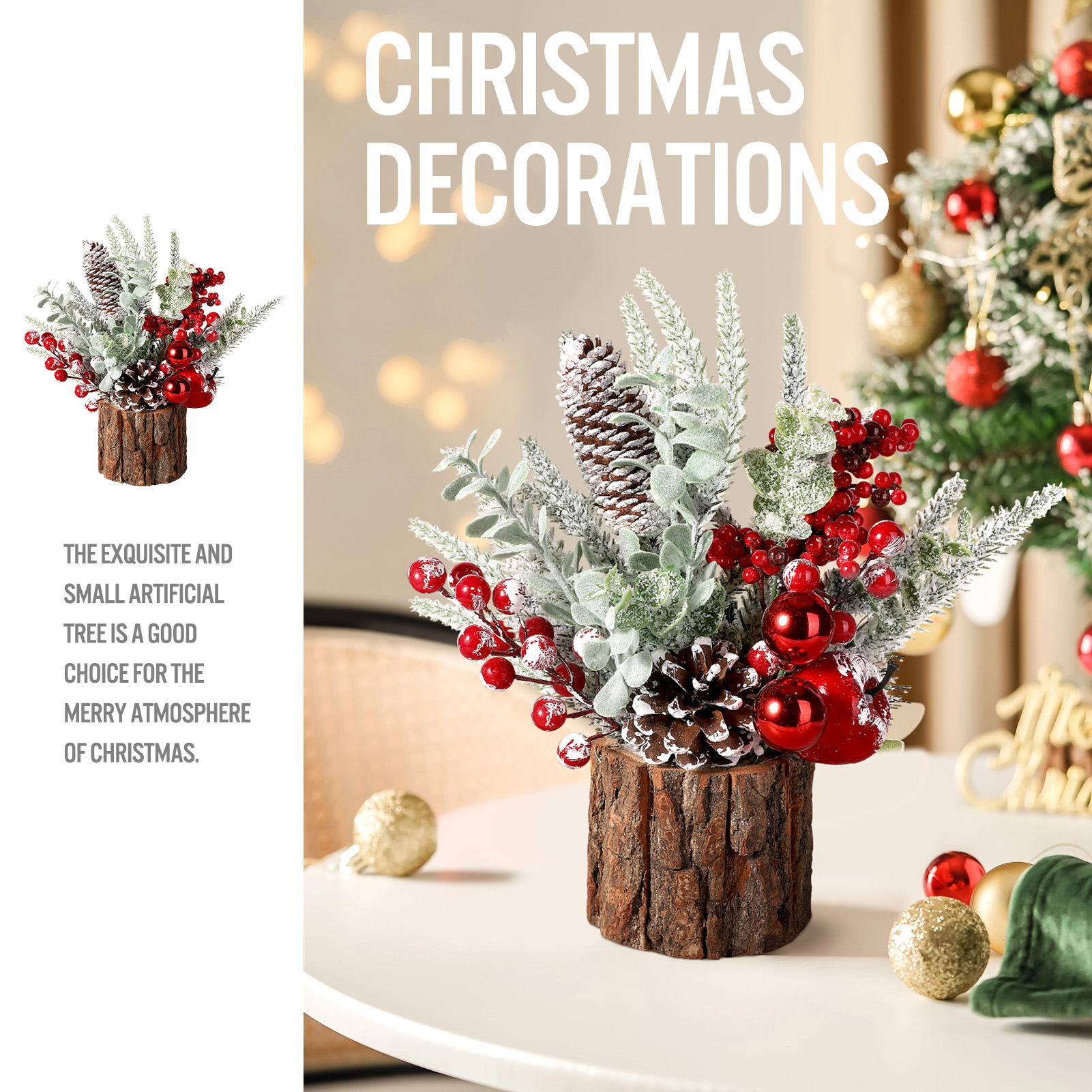 Ayieyill Artificial Mini Tabletop Christmas Tree Red photo 5