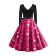 thumbnail image 5 of Valentines Day Dresses Fit and Flare Dress with Heart Print Pattern Waist for Women Vintage Hot Pink L, 5 of 5