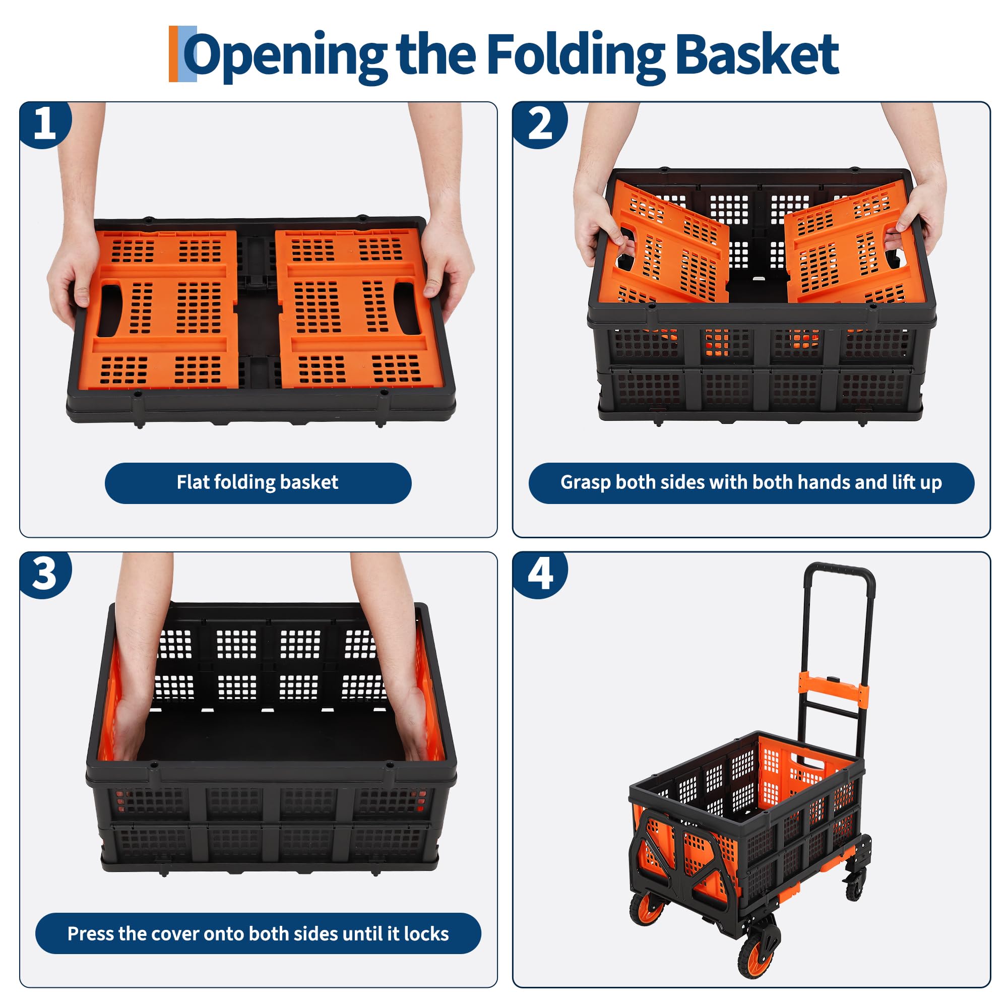 Danolapsi 2-in-1 Folding Hand Truck with Foldable Basket,330LBS Heavy Duty Dolly Cart,Convertible Folding Hand Cart with Telescoping Handle,Wheels and Bungee Cord,Portable Dolly Cart for Luggage