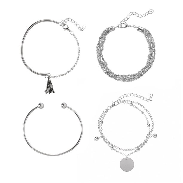 Pulsera para mujer con charm, cadena de acero, estilo moderno, brazalete, acero inoxidable, lotes, estilo abierto