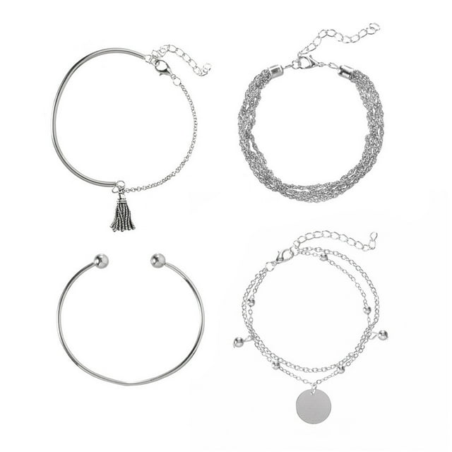 Pulsera para mujer con charm, cadena de acero, estilo moderno, brazalete, acero inoxidable, lotes, estilo abierto