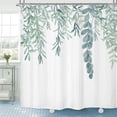 thumbnail image 1 of Cortina de ducha de hoja verde, tela de baño floral de acuarela rústica suculenta con hoja de eucalipto verde salvia de primavera con ganchos 180*180CM ER, 1 of 5