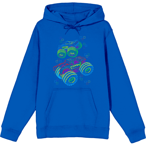 Colorful Line Art Car Adult Blue Long Sleeve Hoodie-Medium