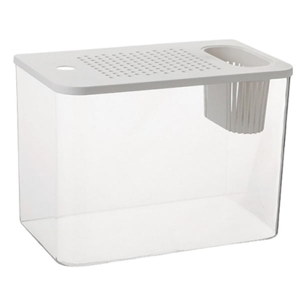 Terrario para Reptiles, Acuario, Caja de Cría, Jaula de Hábitat, Transparente, Diseño de Completa para Reptiles Pequeños, Peces, Sala de Estar, Tapa blanca