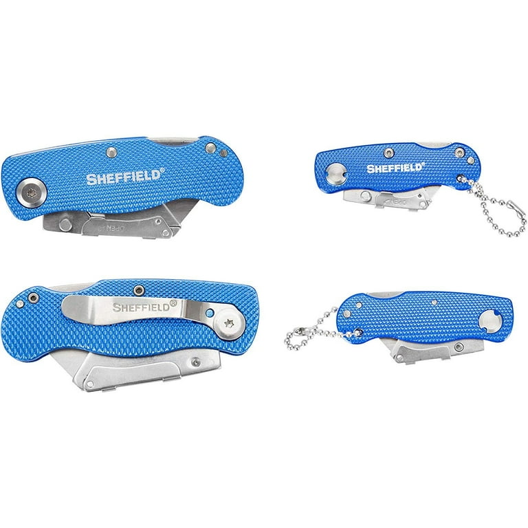 Sheffield 12125 Mini Quick Change Folding Utility Knife, Comes with 6 Mini  Blades, Outdoor Knife, Key Chain Utility Knife, Lightweight Cardboard  Cutter Tool - Utility Knives 