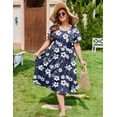 thumbnail image 3 of Zeagoo Women Plus Size Short Sleeve Dress Loose Summer Casual A-Line Flowy Midi Dresses with Pockets, 3 of 4