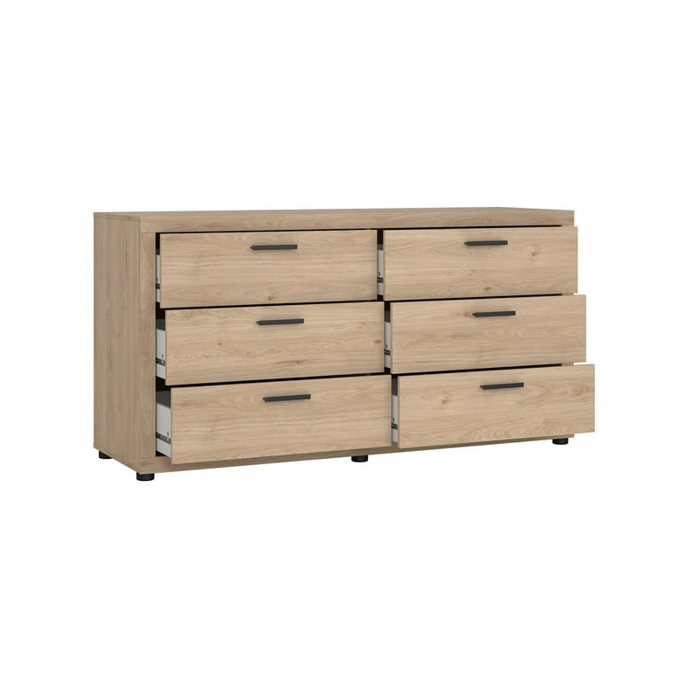 Tvilum Mira 6 Drawer Double Dresser for Adults, Jackson Hickory