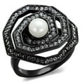 thumbnail image 1 of Alamode TK1861-5 Bague en Acier Inoxydable Noir IP Femme avec Synthétique en Blanc - Taille 5, 1 of 1