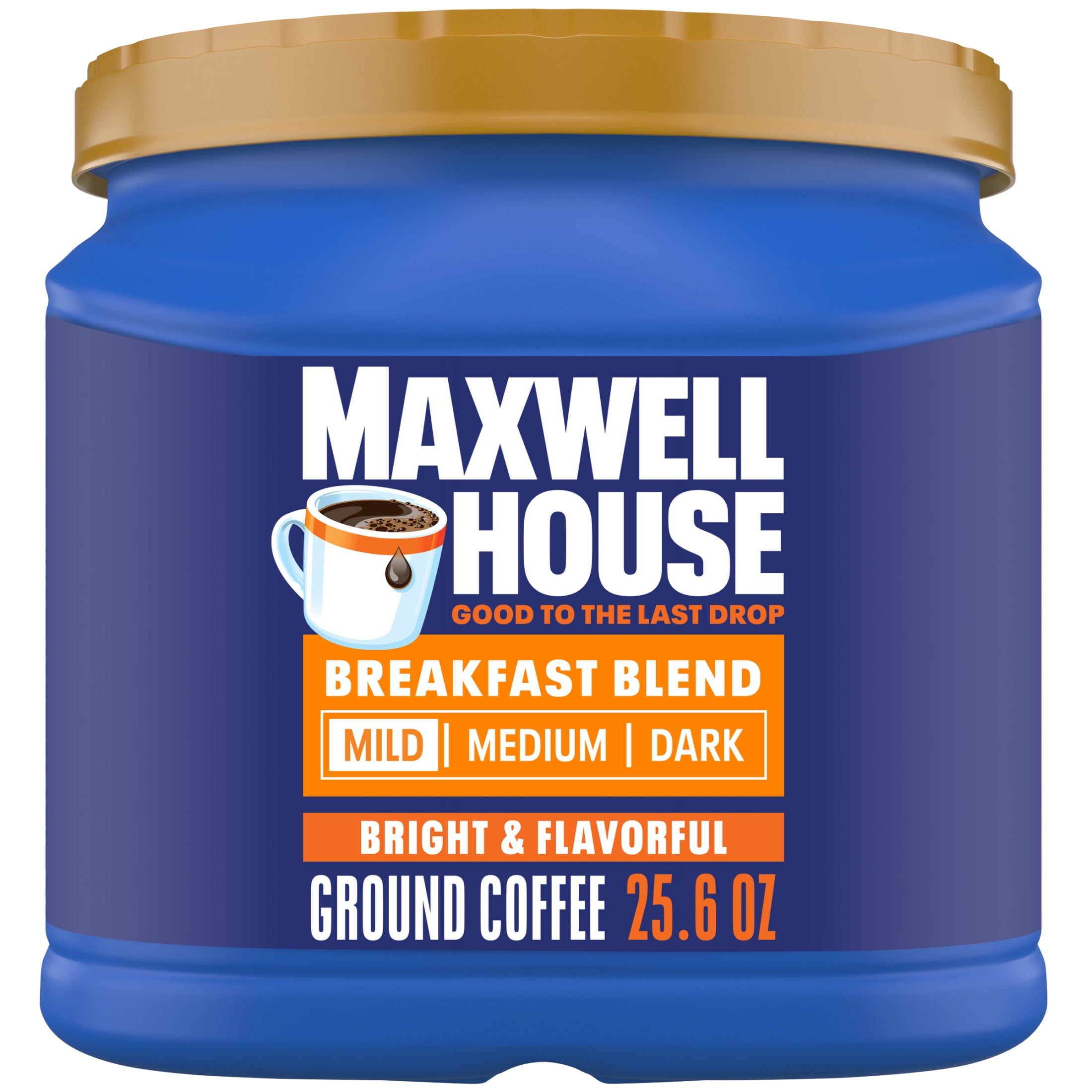 (6 pack) Maxwell House Light Roast Breakfast Blend Ground Coffee (25.6 oz Canisters, Pack of 6)
