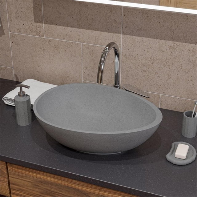 Pemberly Row 21" Solid Concrete Tear Drop Above Mount Vessel Sink