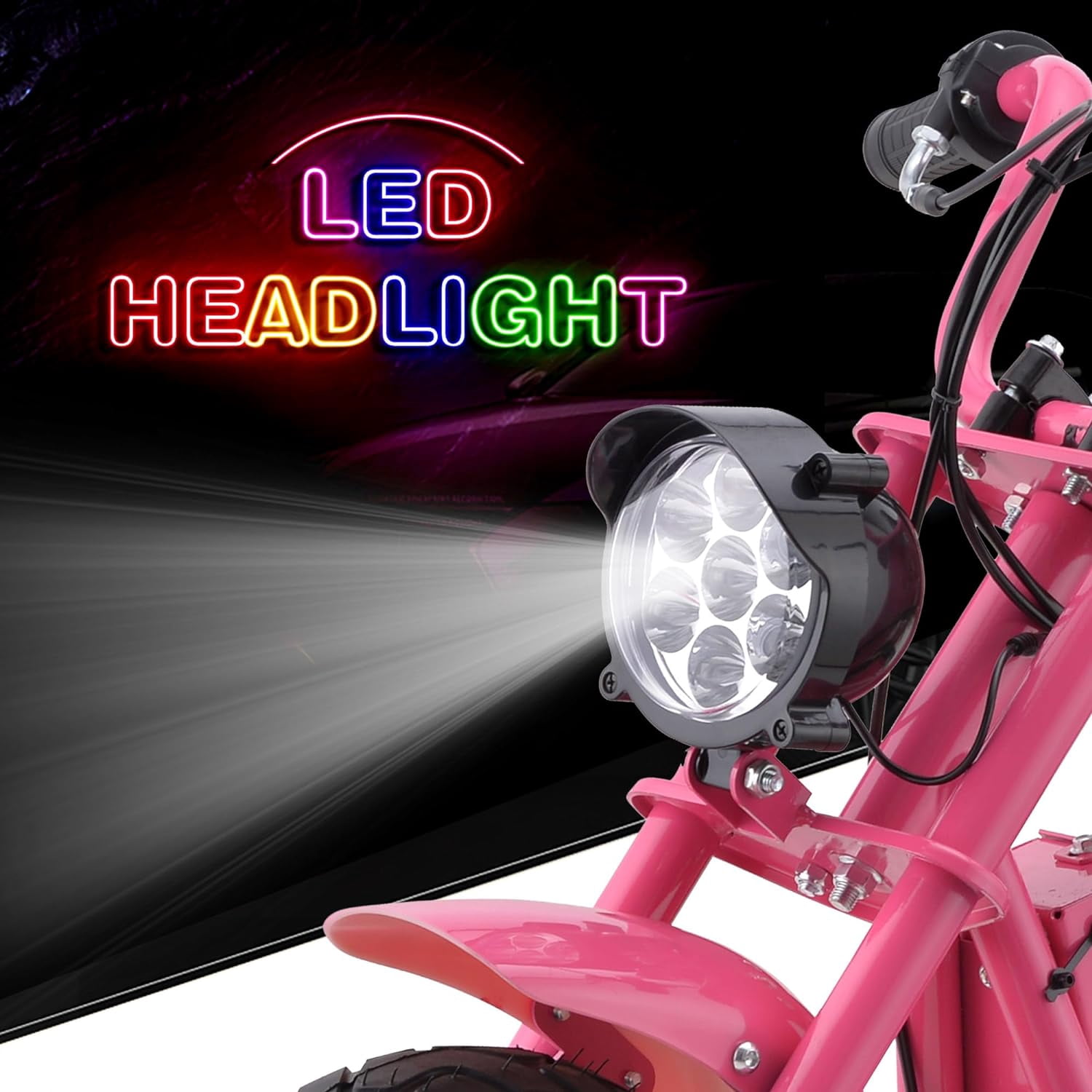 HOVER HEART Gas Mini Chopper Bike, DB004 Model 49.4 CC 2-Stroke Dirt Bike with Big Headlight, Premium Tire, Metal Frame, Disc Brakes, Max Load 165Lbs, Up to 20Mph, EPA Approved