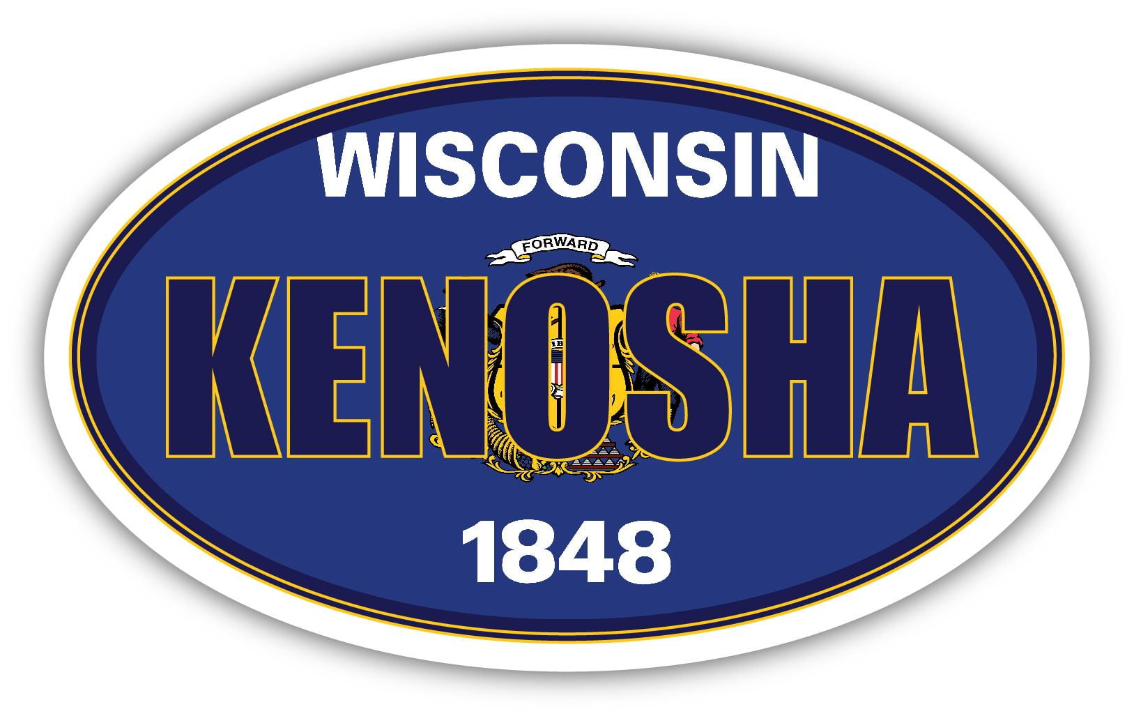 Kenosha City Wisconsin State Flag WI Flag Kenosha County Oval State