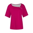 thumbnail image 2 of Usted Es Más Que una Camisa de Puntuación de Prueba, de Moda Casual Color Sólido Botón de Manga Corta Cuello en V para Mujeres, 2 of 5
