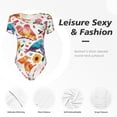 thumbnail image 6 of Gaeub Flowers Birds And Butterflies Women'S Short Sleeve One Piece Swimsuit Sexy High-Waisted Bodysuit For Swimming, Beach, Sports - X-Large, 6 of 9