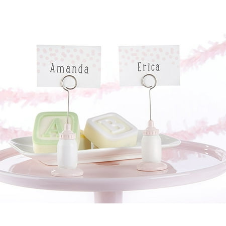 Contemporary Place Card Holders - Classic Pink Baby Bottle Place Card Holder (Set of 6)