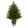 thumbnail image 4 of Nearly Natural 3.5' Fir Artificial Christmas Tree in Planter, Prelit with 150 Clear Lights, 4 of 7
