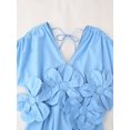 thumbnail image 4 of HH TRAF Vestido de verano para mujer, con estampado floral tridimensional, escote en V, manga corta, cordón ajustable, vestido con cremallera y lazo decorado, 4 of 4