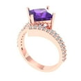 thumbnail image 2 of 2.3075 ctw Solitaire with Zirconia Diamond Accents Anniversary Ring for Women | Princess Cut Natural Amethyst | Hyperallergenic Solid 18K Rose Gold, 2 of 5