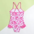 thumbnail image 4 of Hienoo Girls Floral One-Piece Swimsuit Criss-Cross Back Quick Dry Swimwear Bathing Suit, 4 of 8