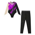 thumbnail image 3 of Alvivi Gymnastics Leotards for Girls Long Sleeve Mesh Splice Ballet Bodysuit with Legging Activewear Purple 12, 3 of 5