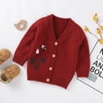 thumbnail image 2 of Seyurigaoka Baby Unisex Sweaters Long Sleeve V-neck Floral Embroidered Cardigan, 2 of 10