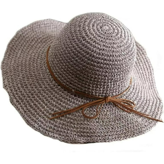 LinYooLi Womens Floppy Straw Hat Wide Brim Foldable Beach Cap Sun Hat for Women UV Protection