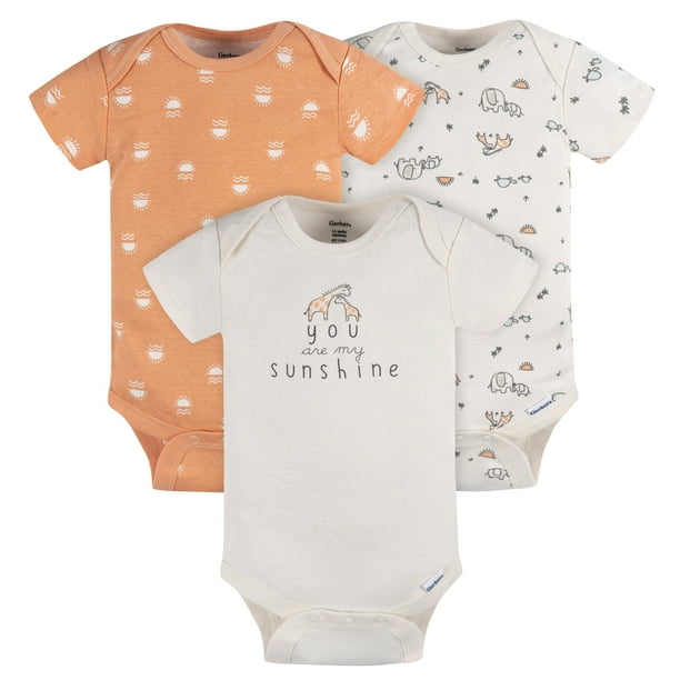 Gerber Essentials Pañalero 3 piezas body bebé blanco naranja algodón conjunto