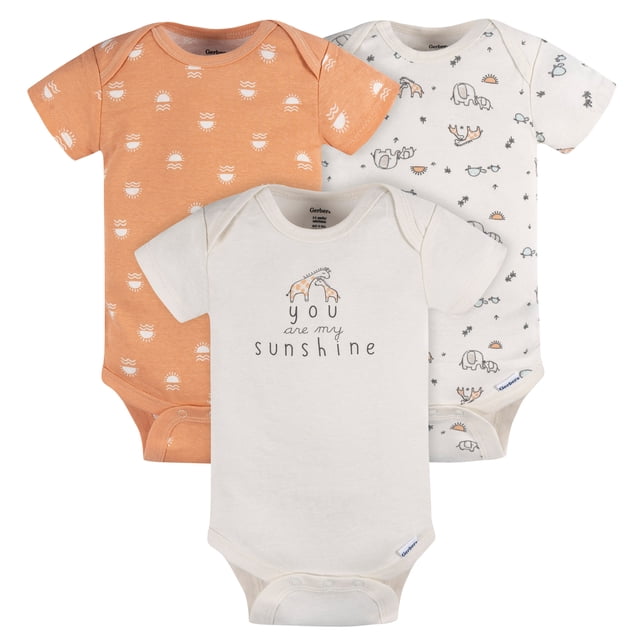 Gerber Essentials Pañalero 3 piezas body bebé blanco naranja algodón conjunto