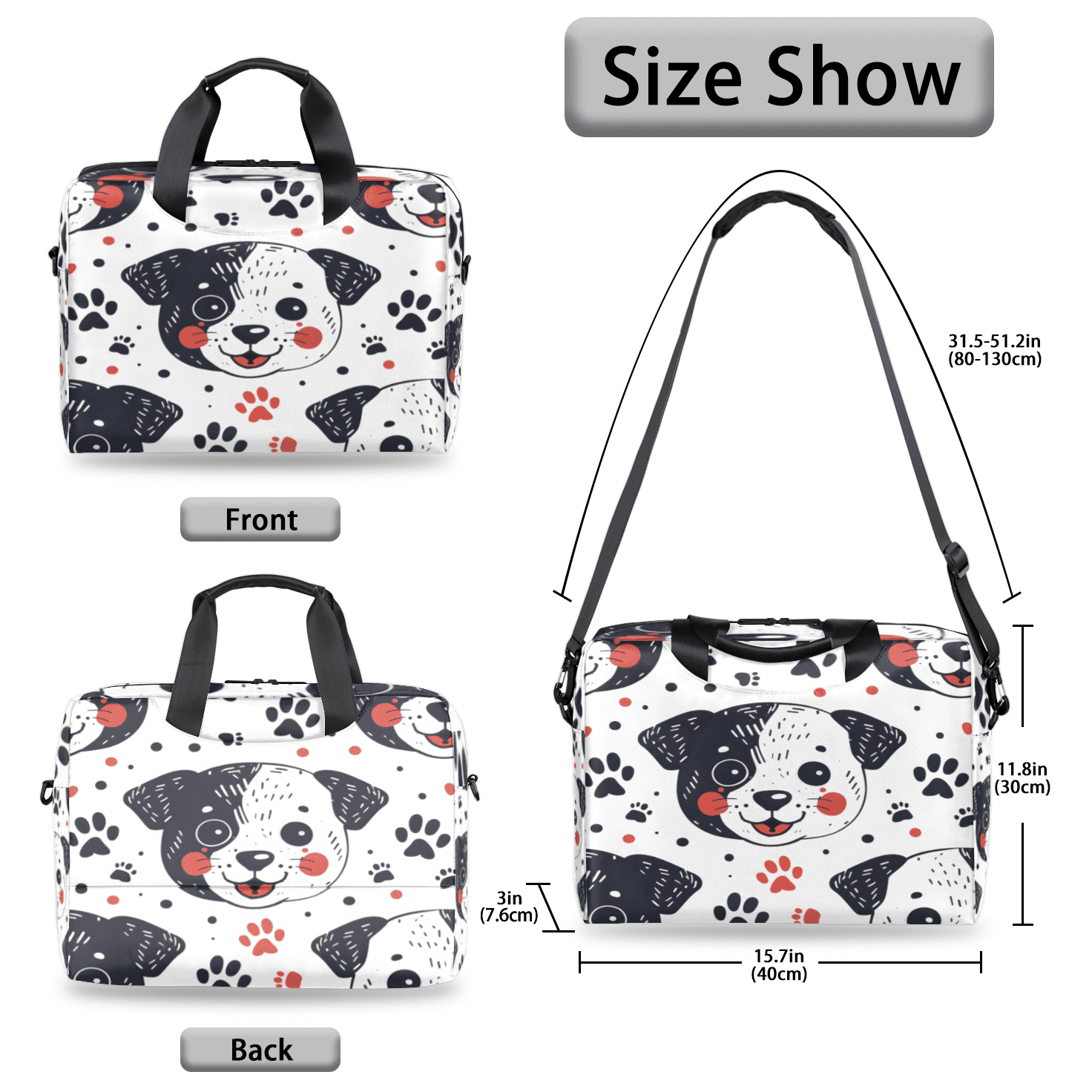 Herdesigns Funny Dog Laptop Bag for Women Men, Computer Case Briefcase Messenger Bags, 15-15.6 inch Laptop Sleeve Shoulder Bag