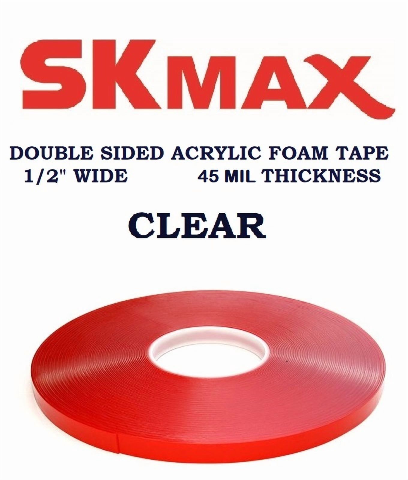 SKmax SUPER-X Tape 1/2"X108' double sided acrylic foam CLEAR, Thickness 1.10mm