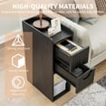 thumbnail image 7 of Black Fluted Nightstand Set of 2, Narrow Bedside Tables with Drawers, Modern Wood End Tables for Bedroom, 7 of 7