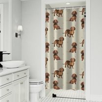 Dachshund Footprint Shower Curtain 36"x72" ,Bathroom Decorative Shower Curtains Set with 12 Hooks,Modern Waterproof Washable Shower Curtain
