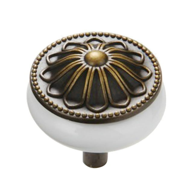 simhoa Vintage Ceramics Round Cabinet Pull Knobs White