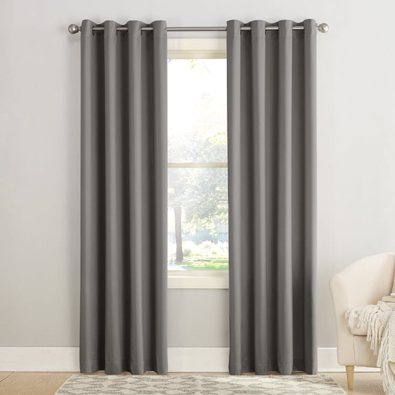 Sun Zero Madison 2-pack Energy Saving Grommet Curtain Panel Pair, 54"W x 63"L, Steel