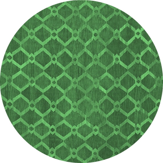 Ahgly Company Indoor Round Abstract Emerald Green Contemporary Area Rugs, 6' Round
