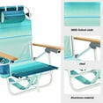 thumbnail image 2 of Folding Backpack Beach Chair with 5 Positions,  Lay Flat Beach Chairs with Towel bar&Cup Holder&Storage Pouch&Backpack Straps for Sunbathing, Pool, Support 300 LBS, Green Multi, 2 of 5