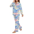 thumbnail image 5 of DISNIMO Palm Tree Print Women 2 Piece Pajama Sets Long Sleeve Sleepwear with Long Pants Button Down Nightwear Loungewear Casual Loose Lounge Sets, 2XL, 5 of 7