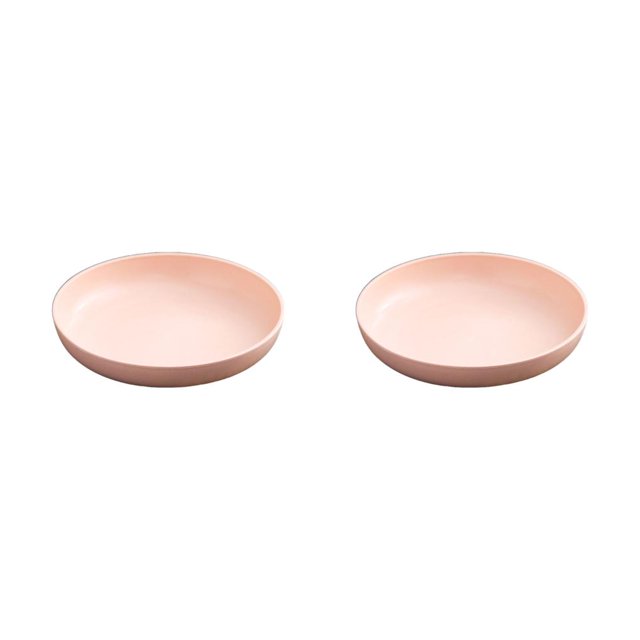 bedienty Unbreakable Anti-Drop Round Plate Nordic Style Dishes Smooth Edge Solid Color Plates Dinnerware Accessory Pink 21cm 2Set