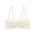 thumbnail image 3 of khonts,Women's Front Hook Closure Push up Bras Removable Strap Support Bandeau Deep V Neck Gathering Tube Tops White XL, 3 of 7