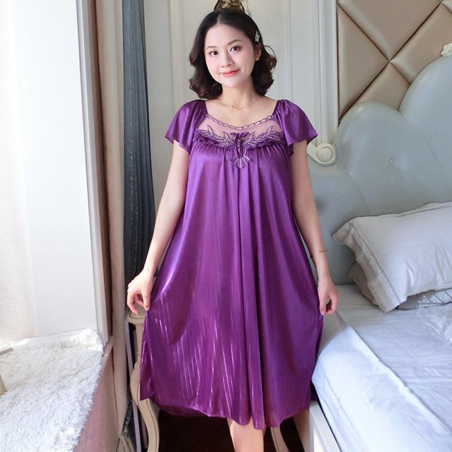 Camisones de satén de seda para mujer, ropa de dormir de encaje, Sexy pijama, lencería para el hogar, bata, ropa de estar por casa