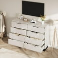 thumbnail image 4 of Commode à 8 Tiroirs pour Chambre, Commode de 55 Pouces de Large, Tiroir Horizontal Autoportant avec Rangement, Coffre de Garde-Robe en Bois pour Salon, Couloir, Entrée, Blanc, 4 of 7