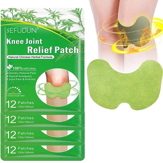 Parche para rodilla Kisinly de artemisa herbal con efecto calor, 48 piezas